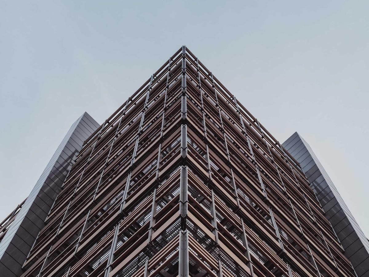 Looking up the corner of a finished tower